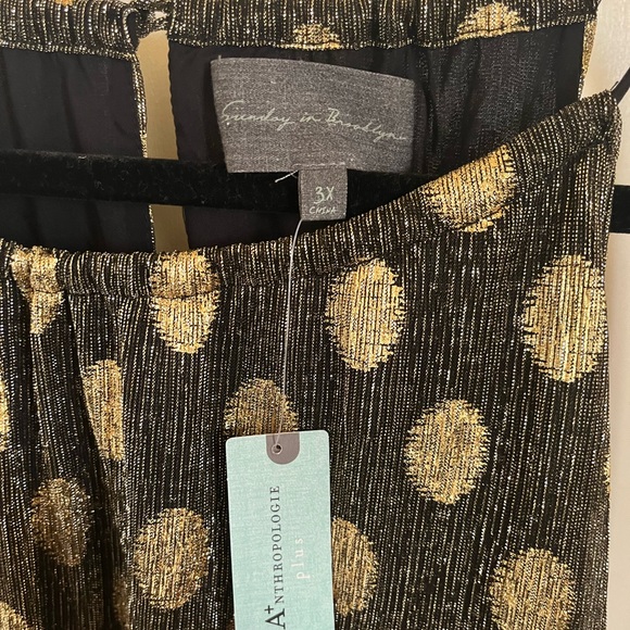 Anthropologie Sunday in Brooklyn Metallic Polka Dot Dress with Velvet Belt - Picture 7 of 10